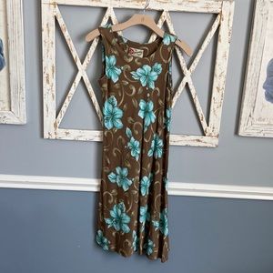 Hilo Hattie | Brown & Turquoise Hawaiian Dress
